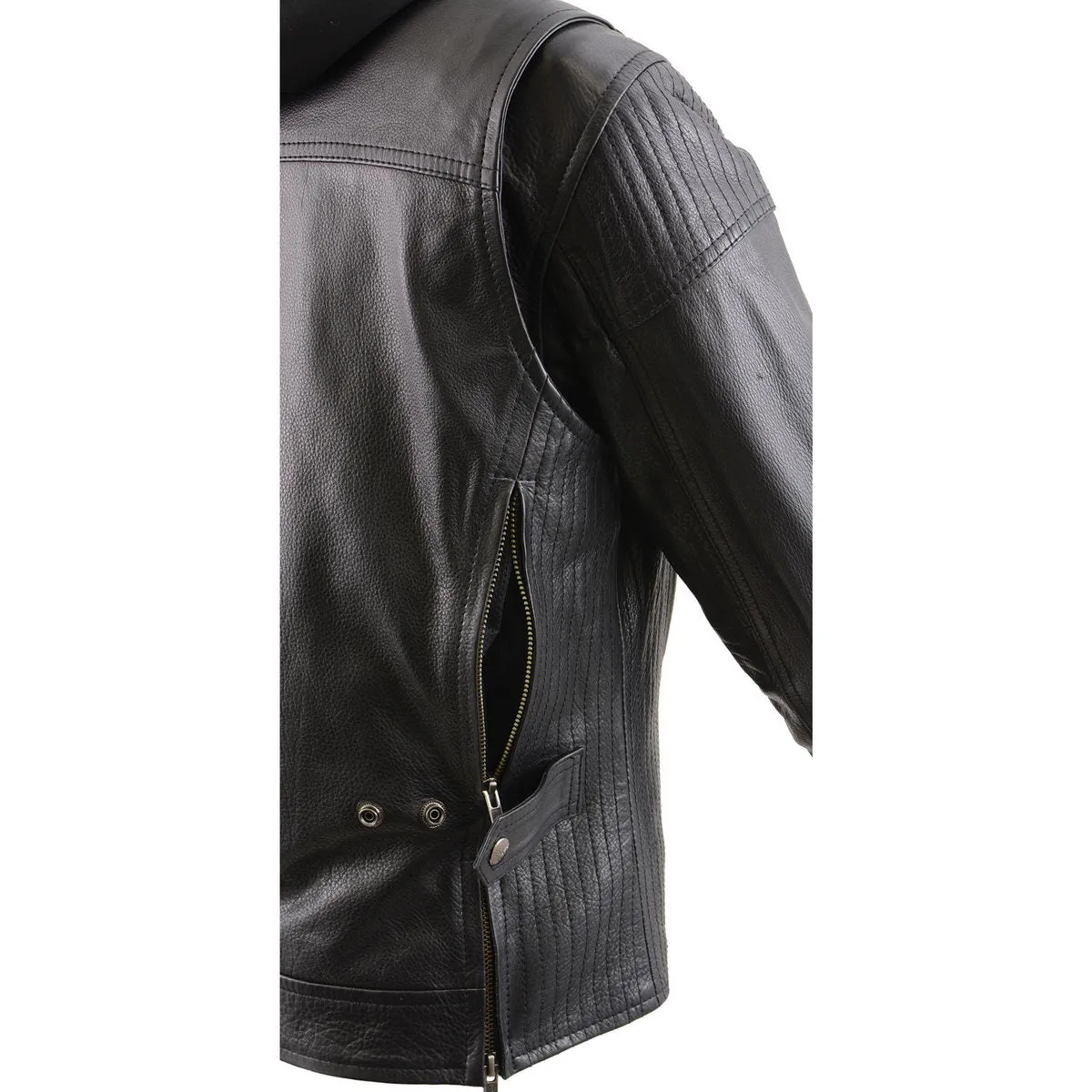 Milwaukee Leather Women's Vented Racer Leather Jacket with Removable Hoodie MLL2501