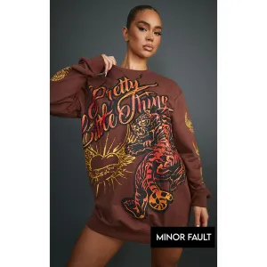 (Minor Fault) Brown Oversized Sweatshirt