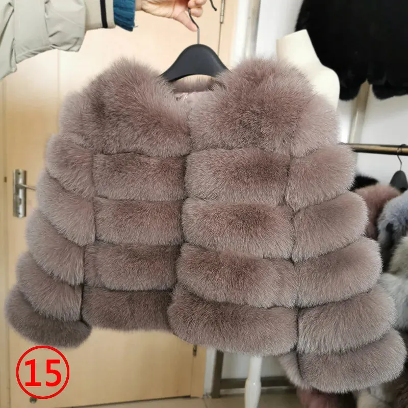 Natural Real Fox Fur Coat Women Winter Warm Luxury Fur Jacket Detachable Long Sleeves Female Vest Furry Coats