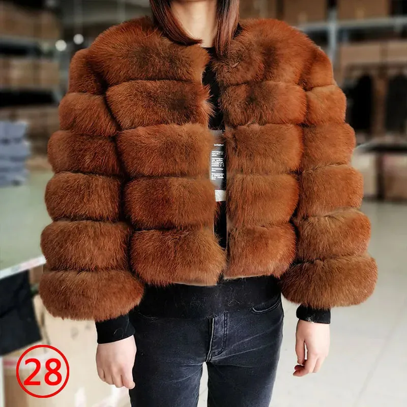 Natural Real Fox Fur Coat Women Winter Warm Luxury Fur Jacket Detachable Long Sleeves Female Vest Furry Coats