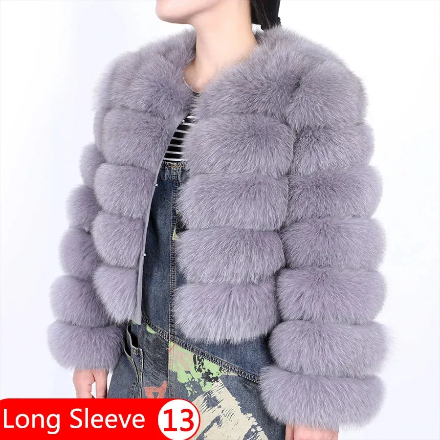 Natural Real Fox Fur Coat Women Winter Warm Luxury Fur Jacket Detachable Long Sleeves Female Vest Furry Coats