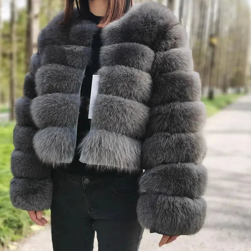 Natural Real Fox Fur Coat Women Winter Warm Luxury Fur Jacket Detachable Long Sleeves Female Vest Furry Coats