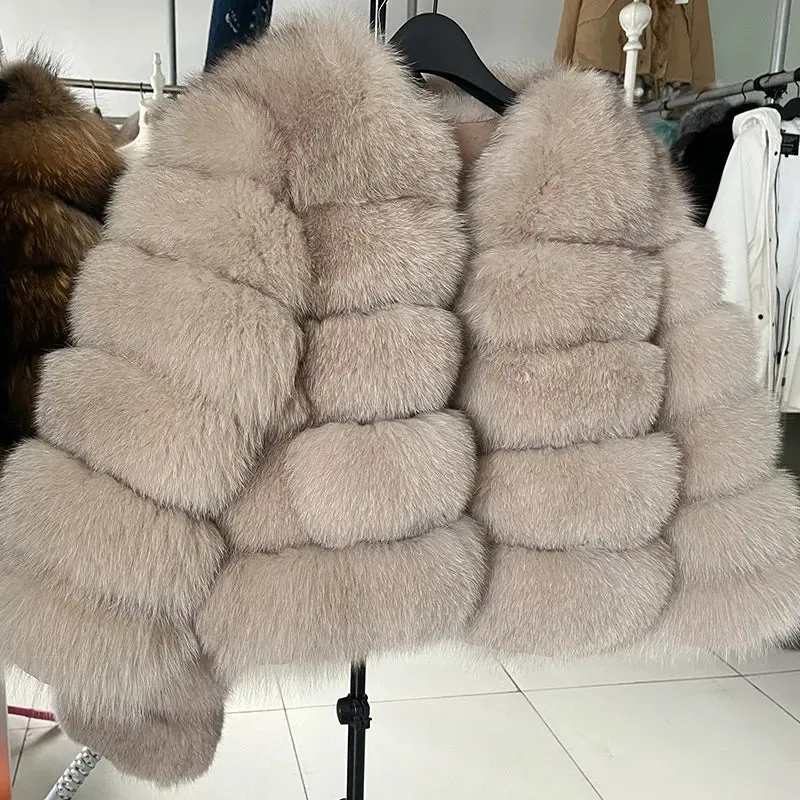 Natural Real Fox Fur Coat Women Winter Warm Luxury Fur Jacket Detachable Long Sleeves Female Vest Furry Coats