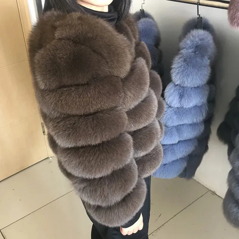 Natural Real Fox Fur Coat Women Winter Warm Luxury Fur Jacket Detachable Long Sleeves Female Vest Furry Coats