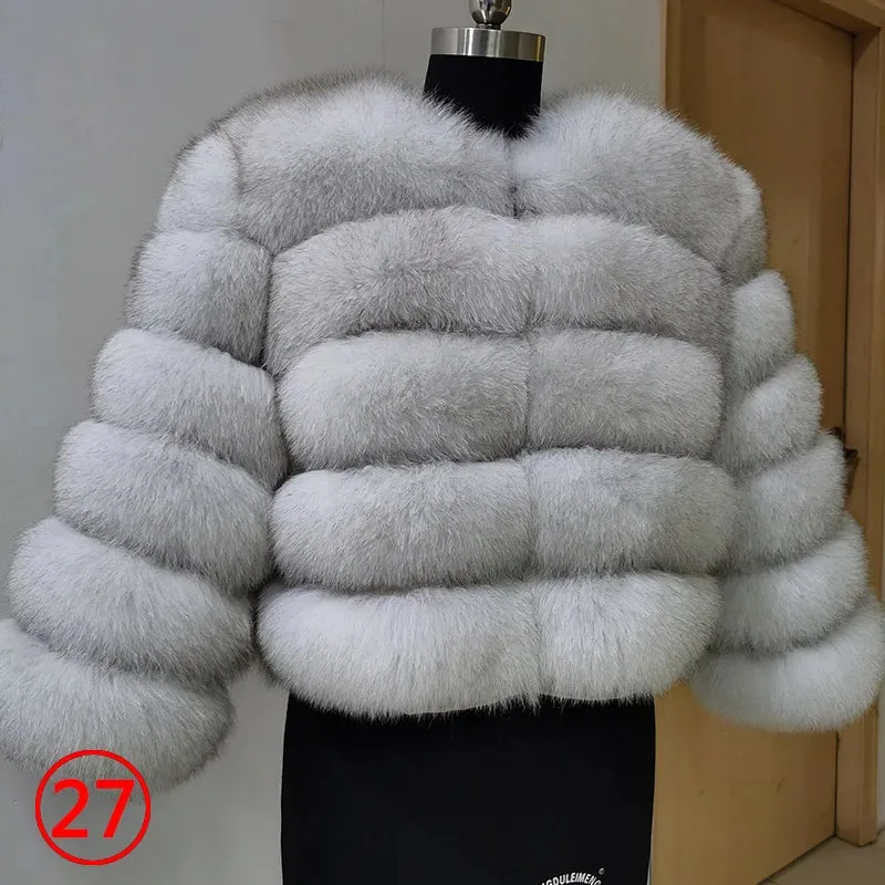 Natural Real Fox Fur Coat Women Winter Warm Luxury Fur Jacket Detachable Long Sleeves Female Vest Furry Coats