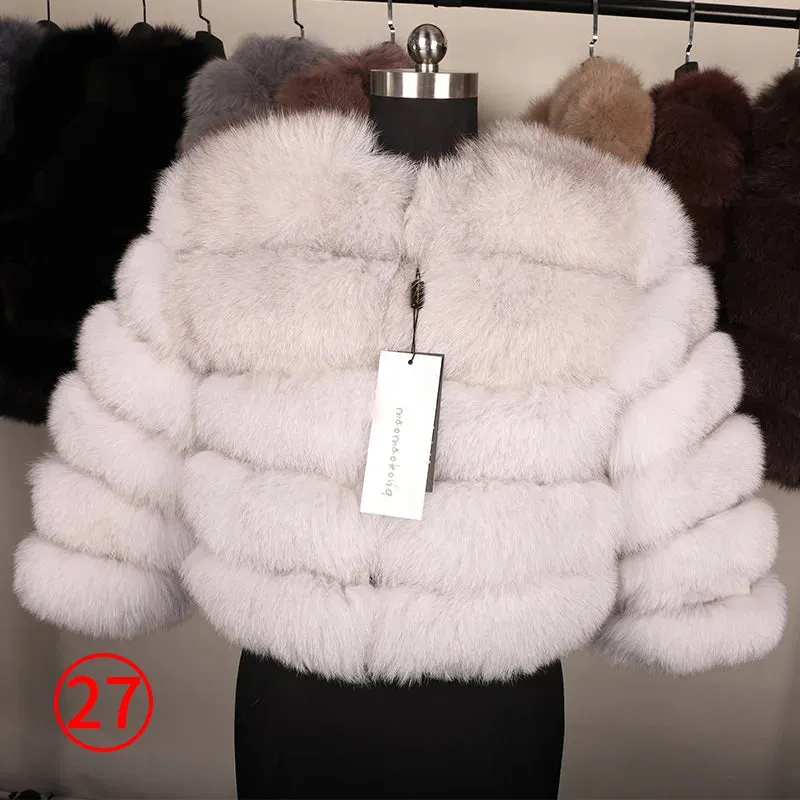 Natural Real Fox Fur Coat Women Winter Warm Luxury Fur Jacket Detachable Long Sleeves Female Vest Furry Coats