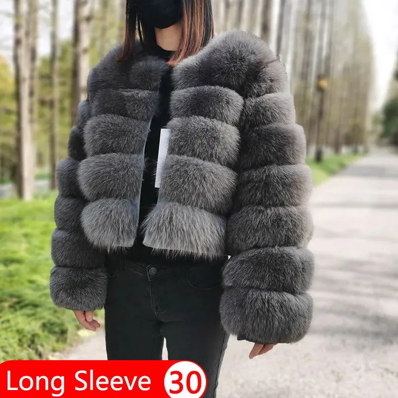 Natural Real Fox Fur Coat Women Winter Warm Luxury Fur Jacket Detachable Long Sleeves Female Vest Furry Coats