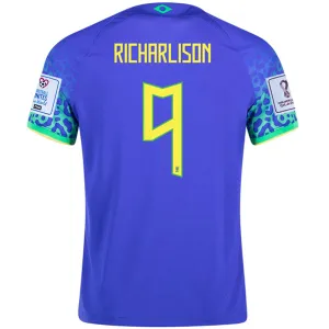 Nike Brazil Richarlison Away Jersey 22/23 w/ World Cup 2022 Patches (Paramount Blue/Green Spark)