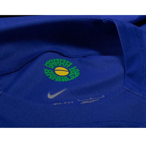 Nike Brazil Thiago Silva Away Jersey 22/23 w/ World Cup 2022 Patches (Paramount Blue/Green Spark)