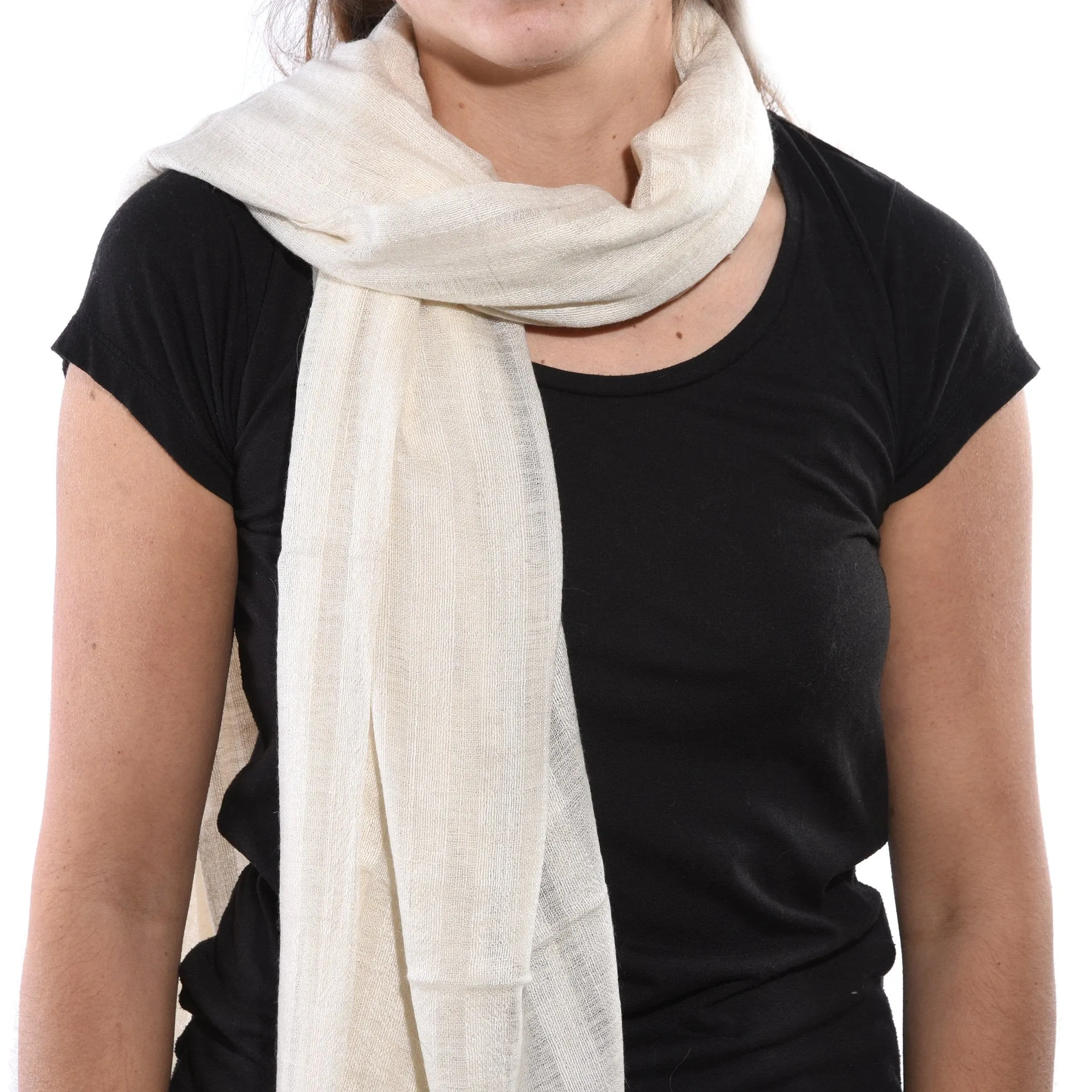 Pashloom Himalayan Cashmere Scarf - Ivory Stripe