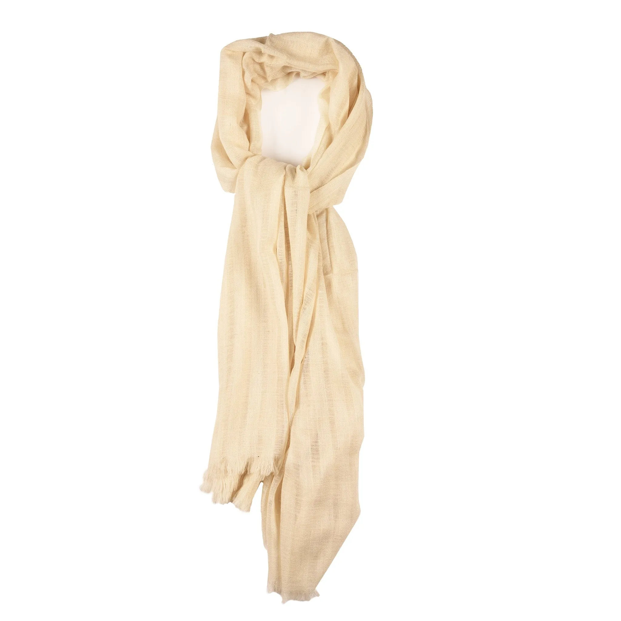 Pashloom Himalayan Cashmere Scarf - Ivory Stripe