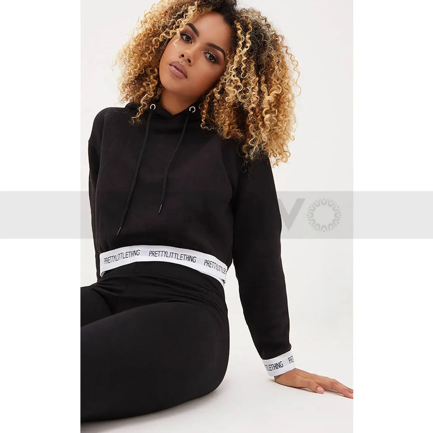 PTL Black Trim Cropped Hoodie