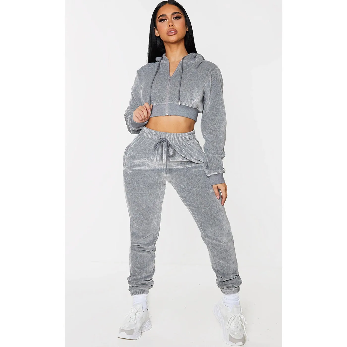 PTL Grey Cropped Hoodie