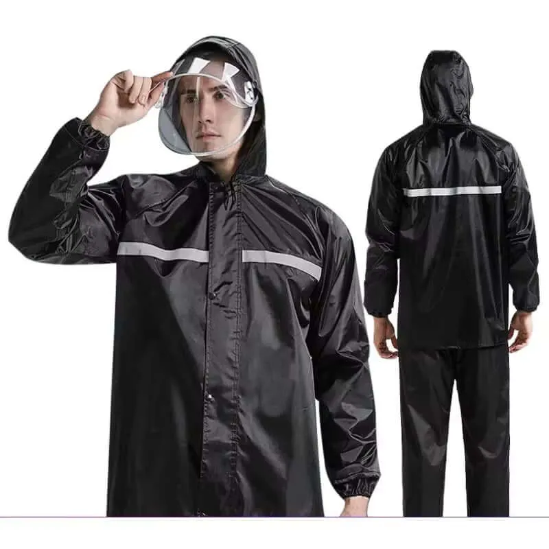 Rain Suit Waterproof Breathable Rain Coat Pants Adults Women Men with Reflective Strip Raincoat for Travel Fishing Hiking