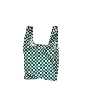 Reusable Bag Checkerboard Teal And Beige M