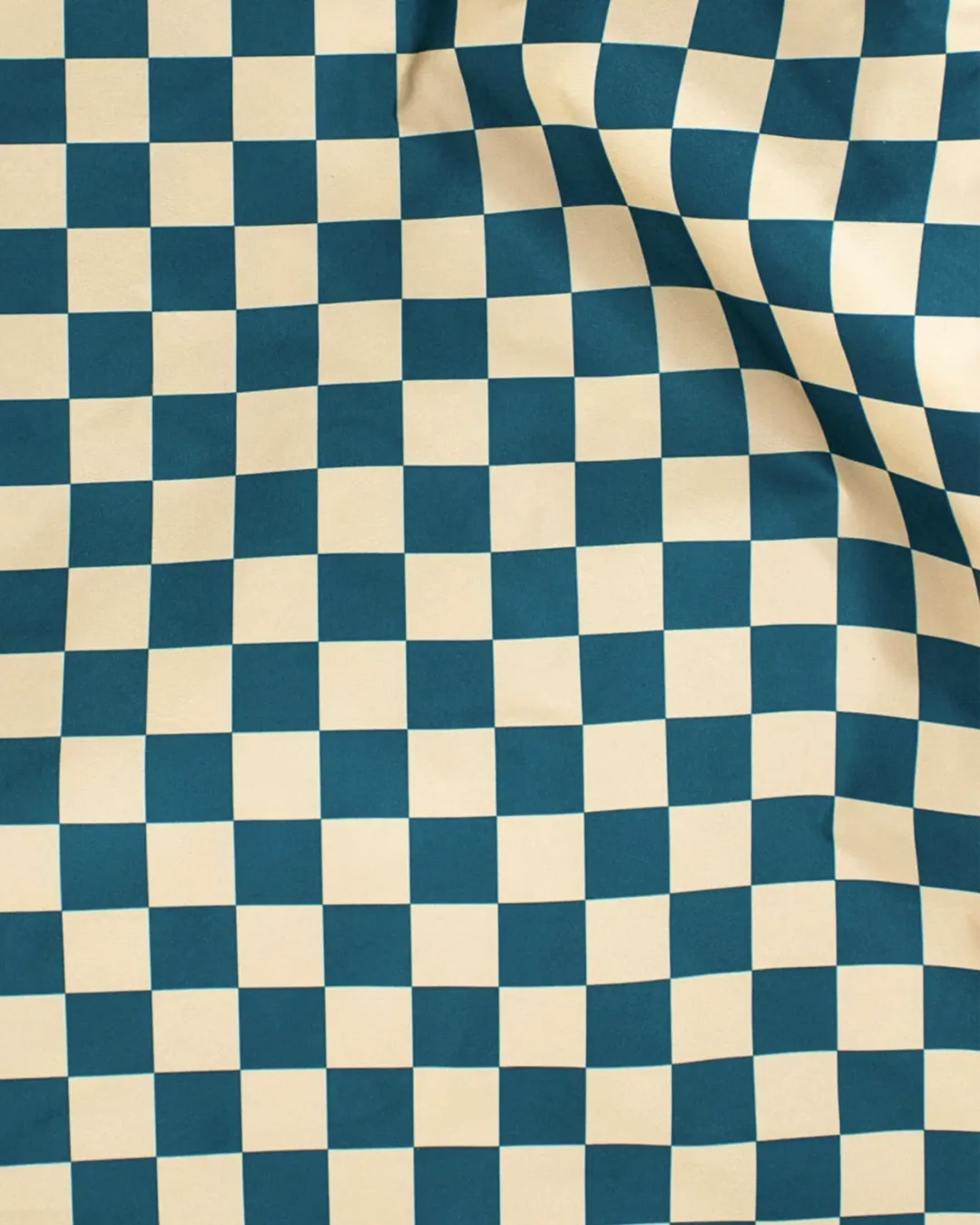 Reusable Bag Checkerboard Teal And Beige M