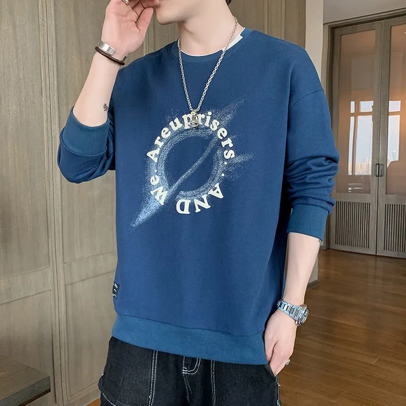 Round Neck Patched Detail Trendy Letter Sweatshirt