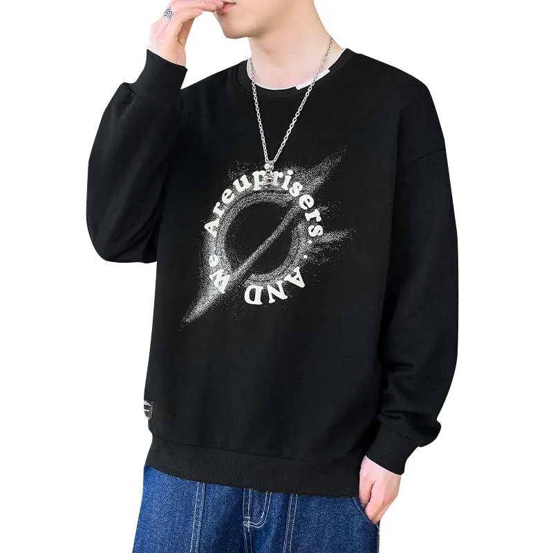 Round Neck Patched Detail Trendy Letter Sweatshirt