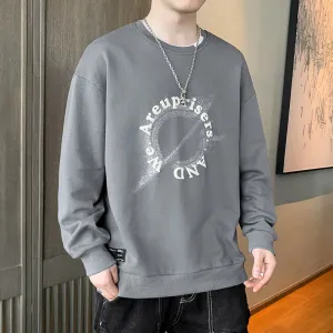 Round Neck Patched Detail Trendy Letter Sweatshirt