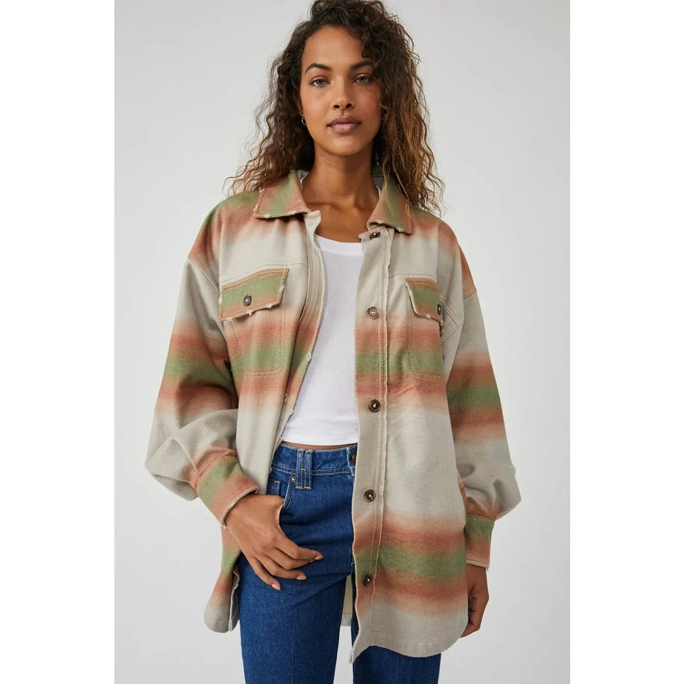 Serape Print Oversized Shirt Jacket