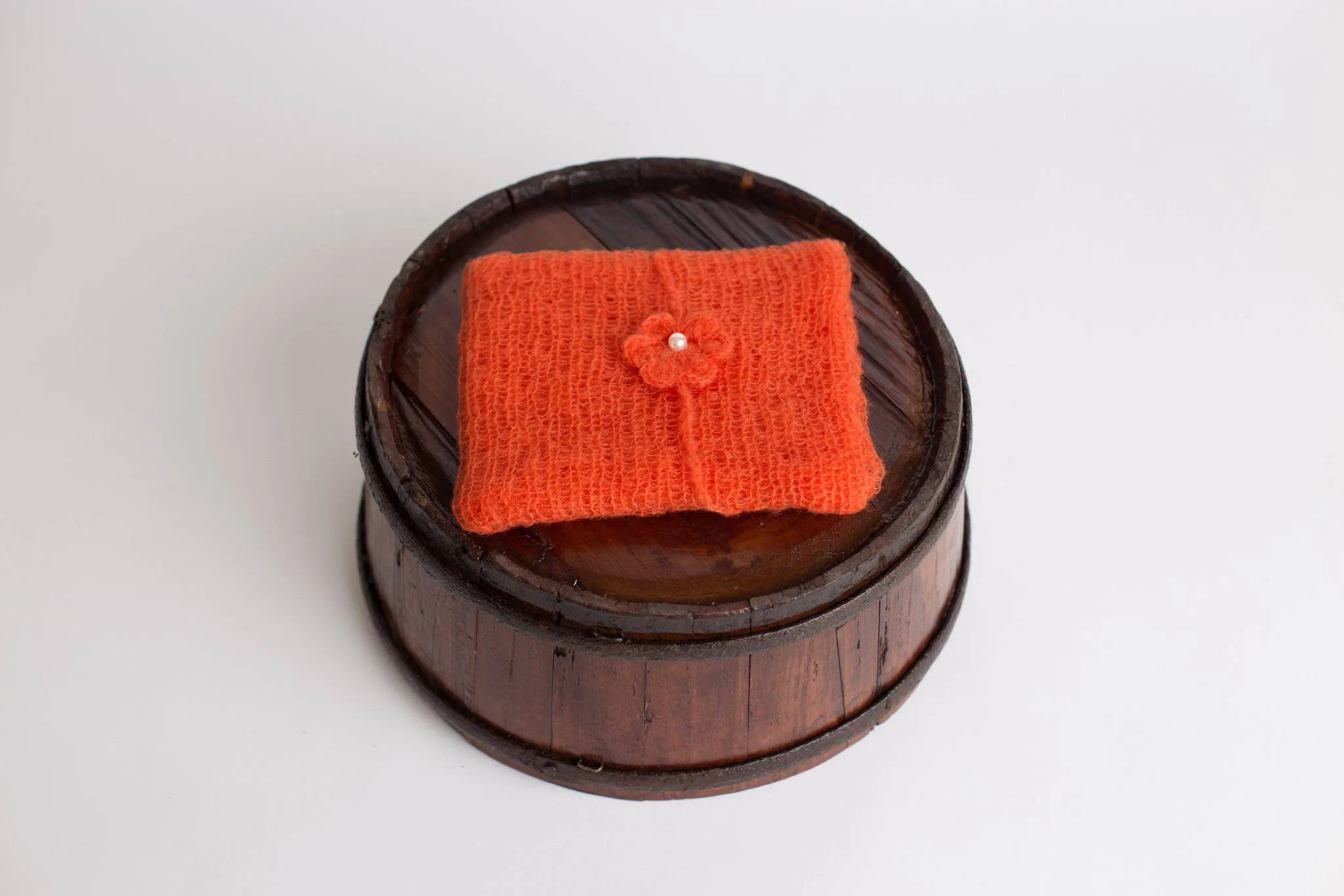 SET Orange Mohair Knit Baby Wrap and Headband