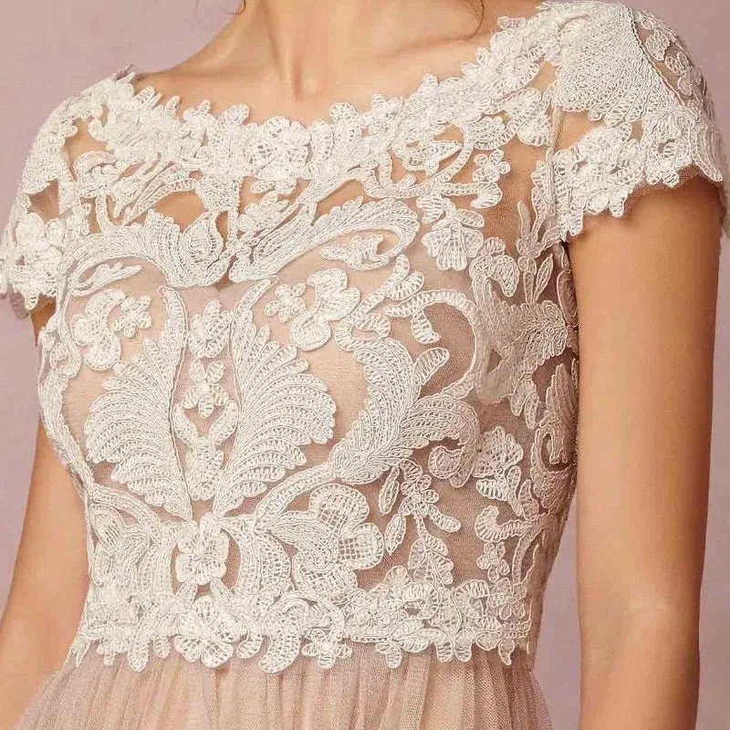 Short Sleeve Lace Wedding Jackets V-Back Bridal Wedding Dress Wrap Shawl