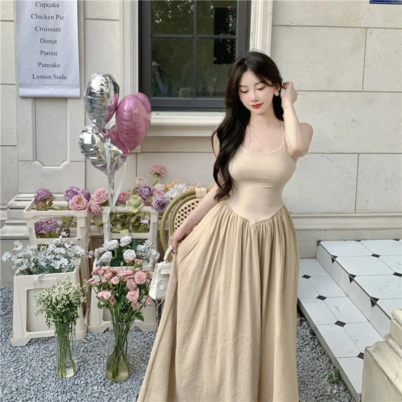 Slimming Cinched Waist Sleeveless Backless Dress