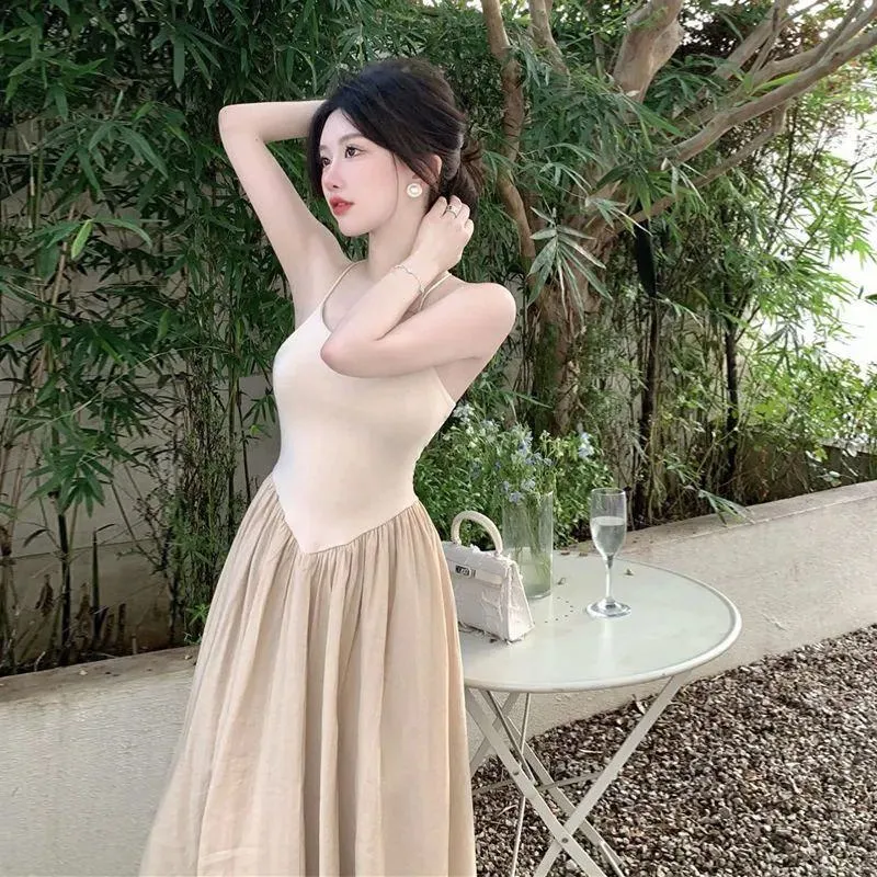 Slimming Cinched Waist Sleeveless Backless Dress