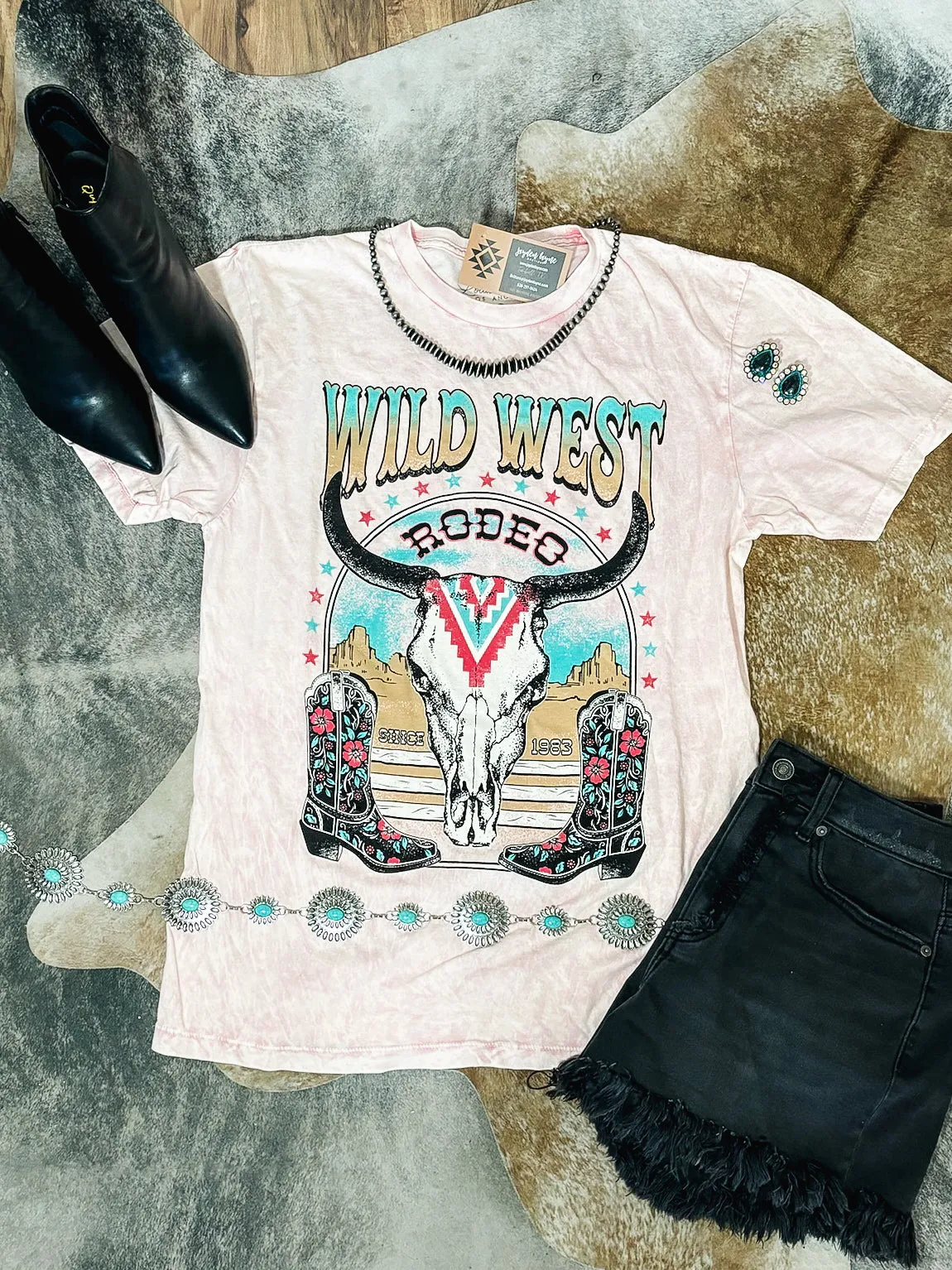 Southwestern Wild West mineral bf tee