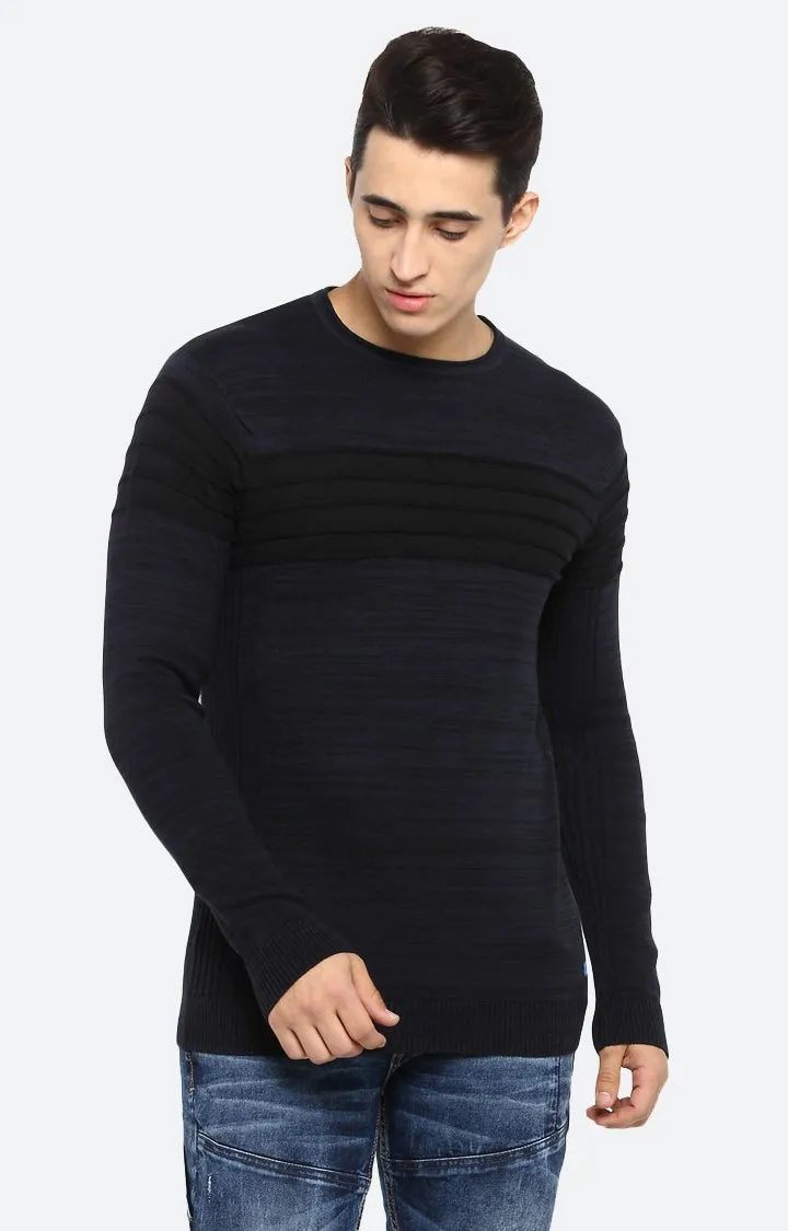 Spykar Black Melange Slim Fit Sweatshirts