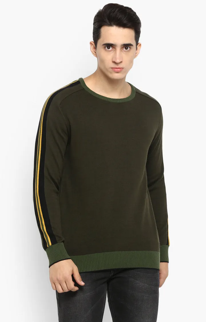 Spykar Fresh Olive Solid Slim Fit Sweatshirts