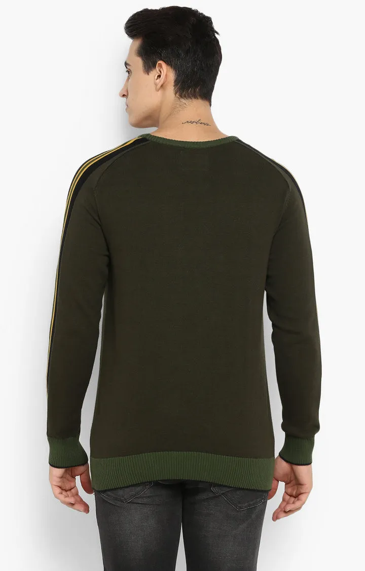 Spykar Fresh Olive Solid Slim Fit Sweatshirts