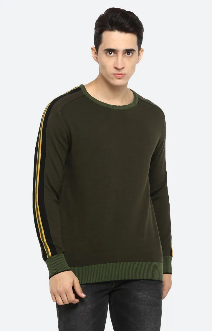 Spykar Fresh Olive Solid Slim Fit Sweatshirts