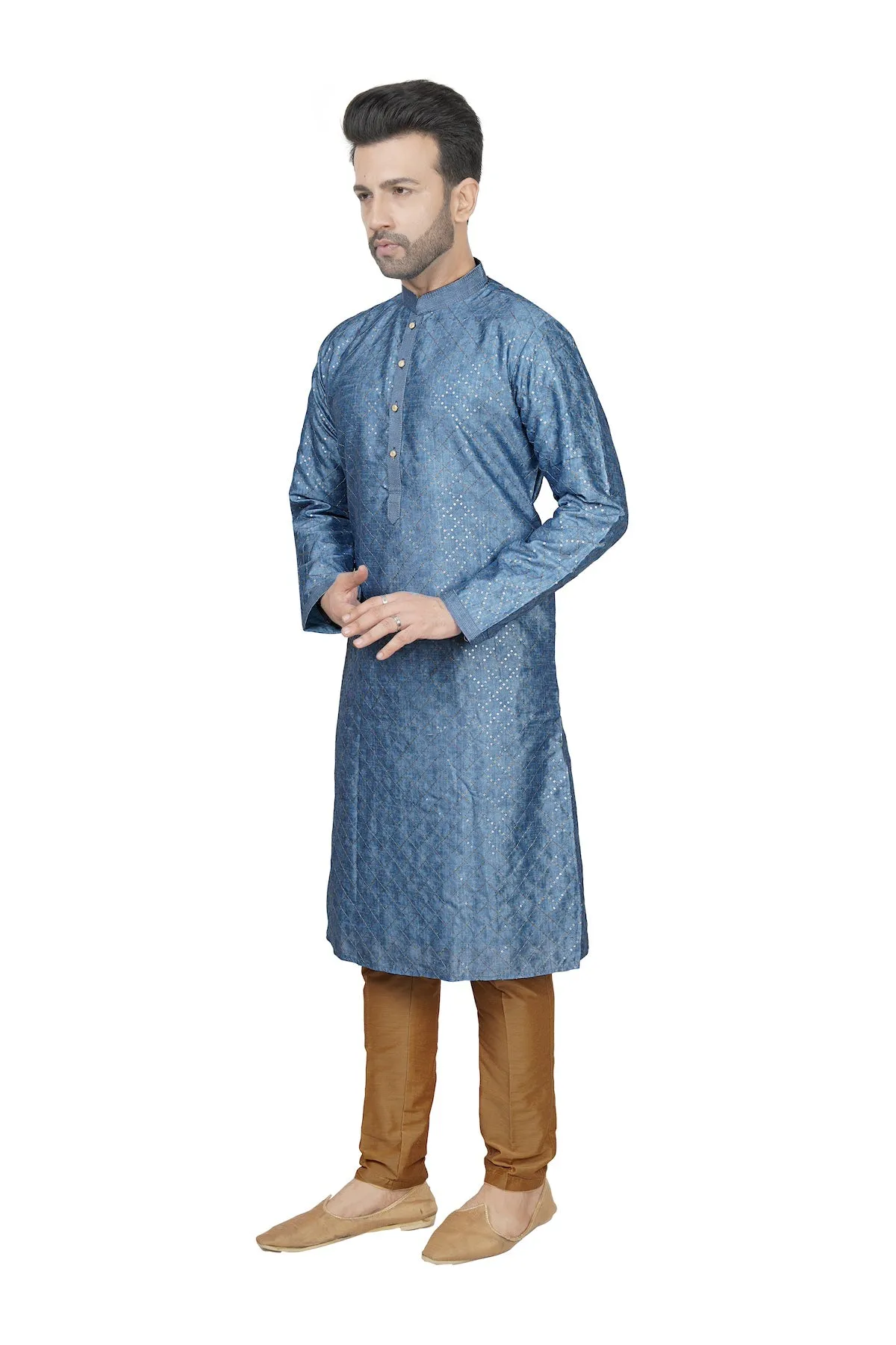 Stone blue men kurta pyjama set