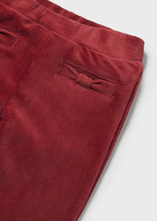 Stretchy Velour Cord Pants, Cherry, 514