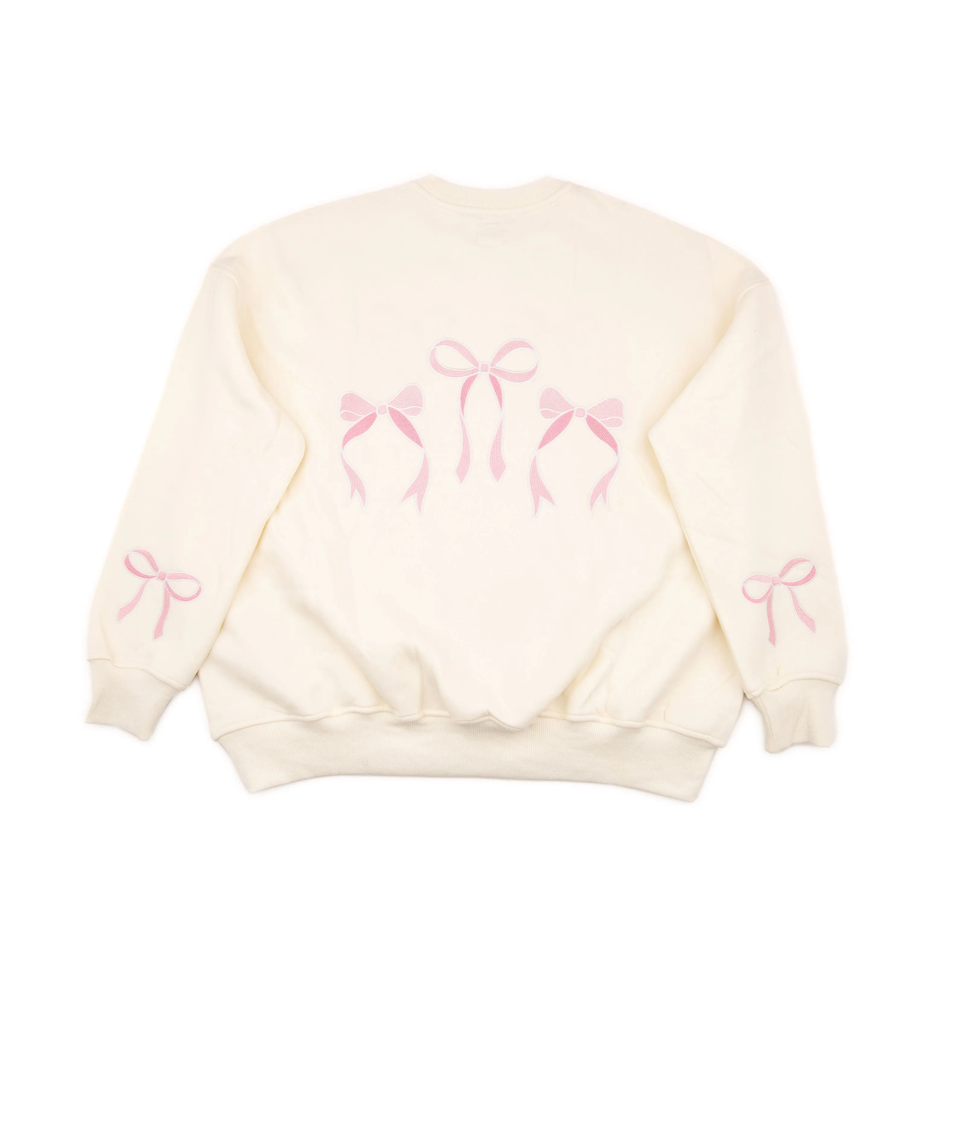 Sunkissed Coconut Juniors Embroidered Pink Bow Sweatshirt