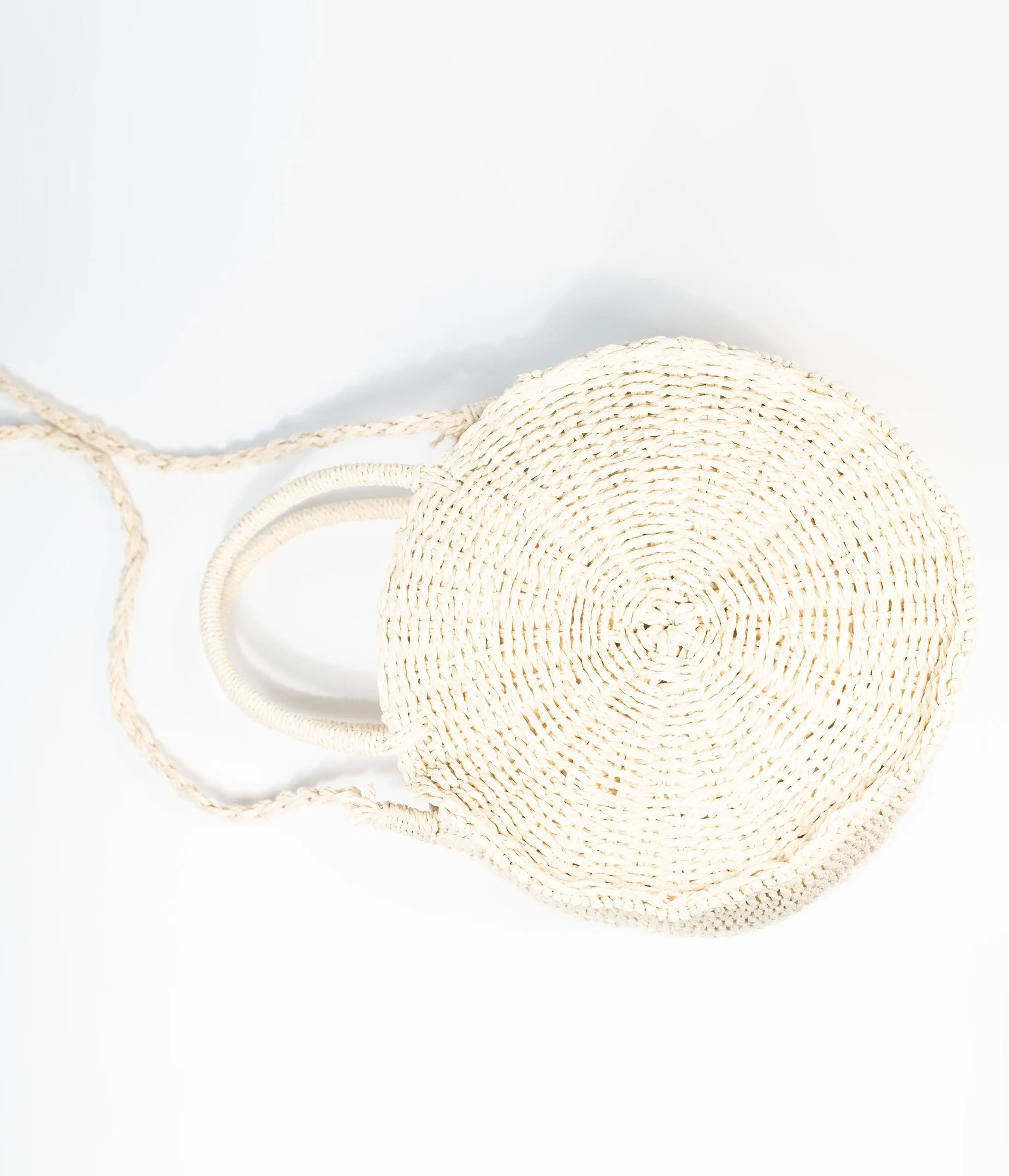 Tan Woven Wicker Round Handbag