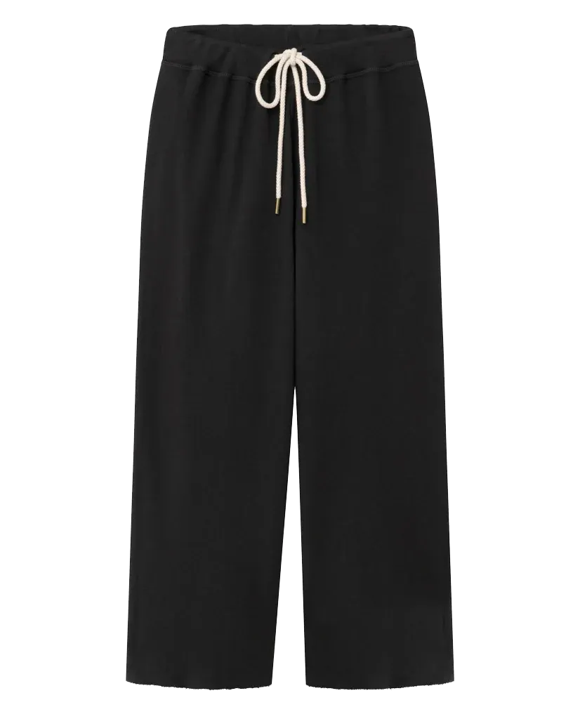 The Wide Leg Cropped Sweatpant. -- Almost Black