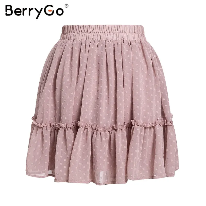 VenusFox High waist polka dot tassel skirts