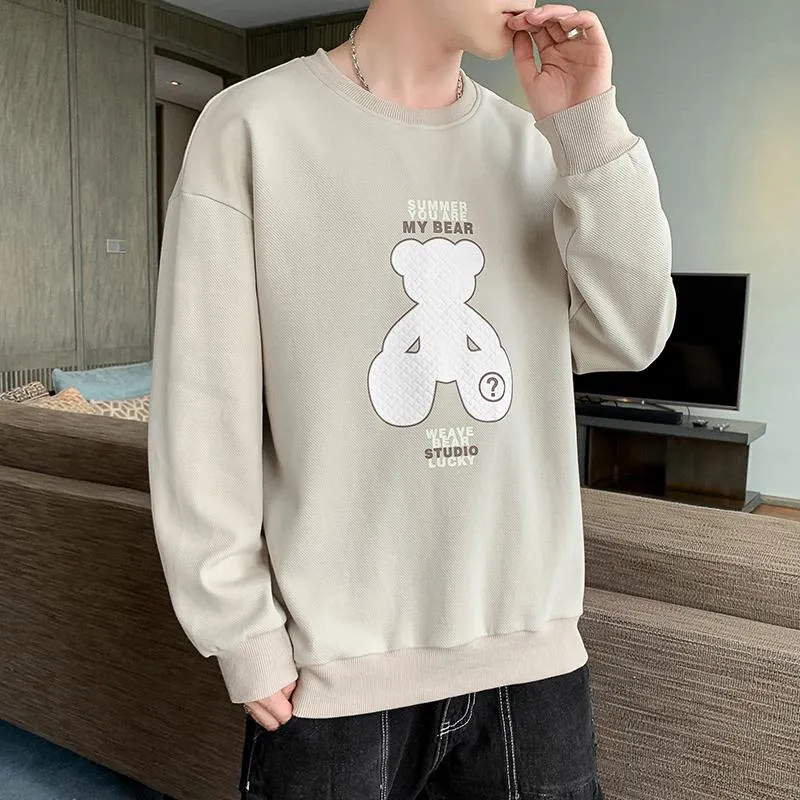 Versatile Loose Fit Casual Trendy Bear Pattern Sweatshirt