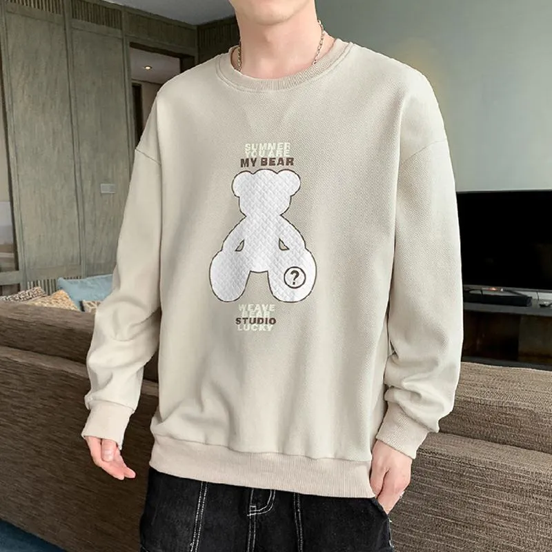 Versatile Loose Fit Casual Trendy Bear Pattern Sweatshirt