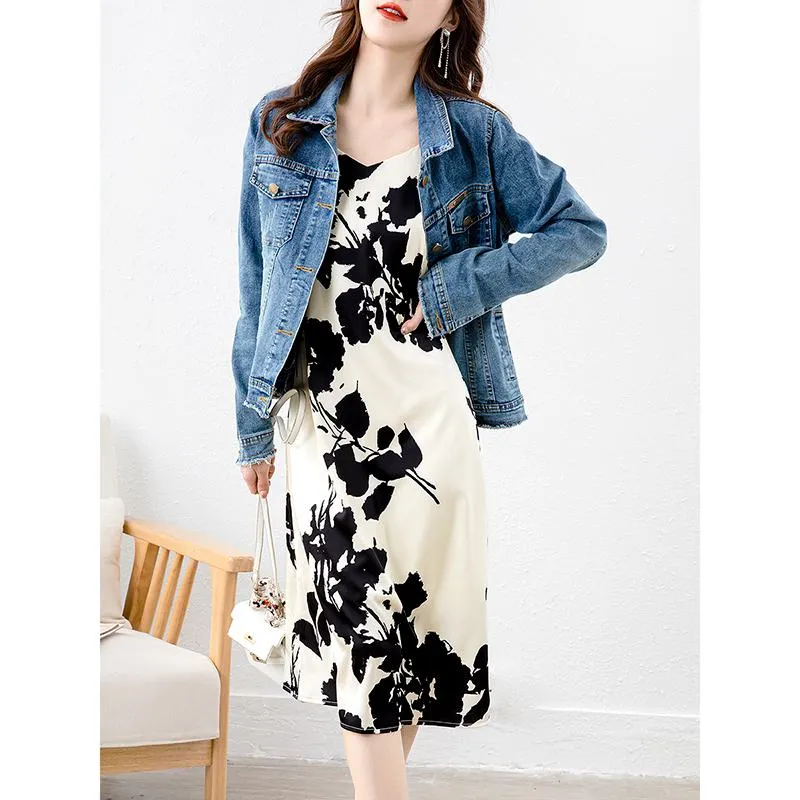 Versatile Slim-Fit Slimming Floral Print Dress