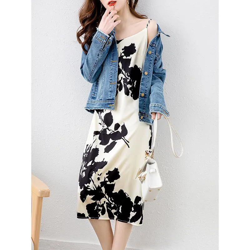 Versatile Slim-Fit Slimming Floral Print Dress