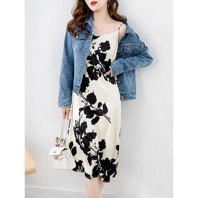 Versatile Slim-Fit Slimming Floral Print Dress