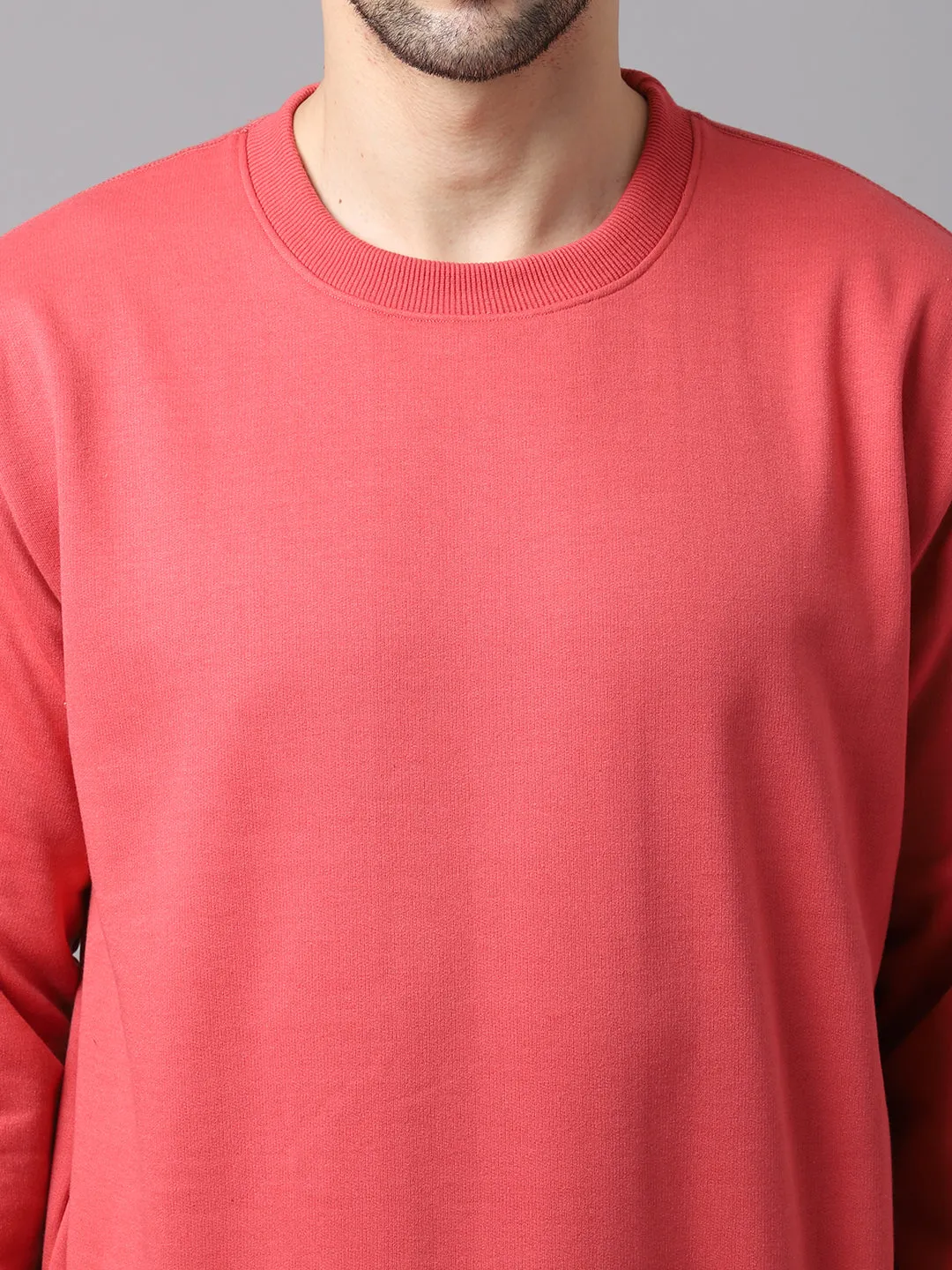 Vimal Jonney Fleece Round Neck Pink Sweatshirt for Men