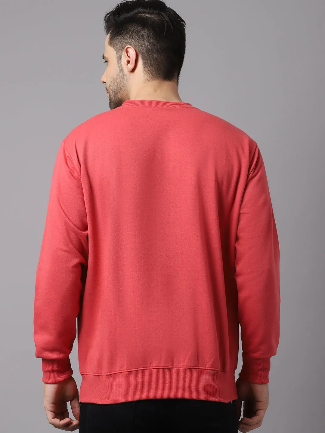 Vimal Jonney Fleece Round Neck Pink Sweatshirt for Men