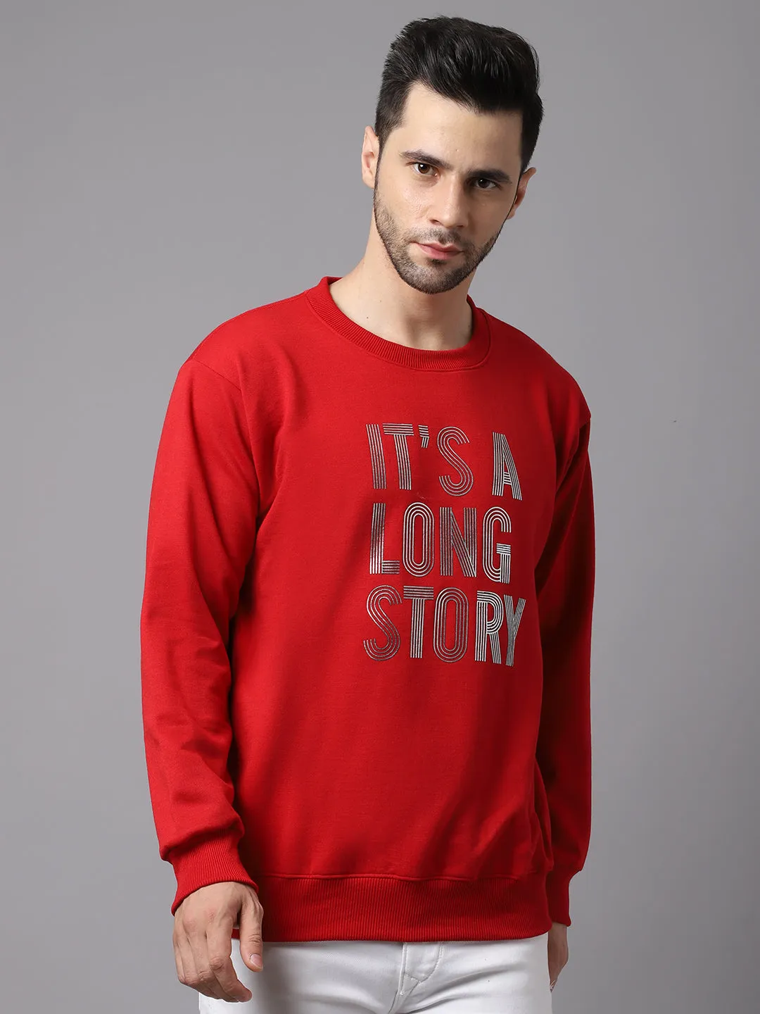 Vimal Jonney Fleece Round Neck Printed Sweatshirt for Men