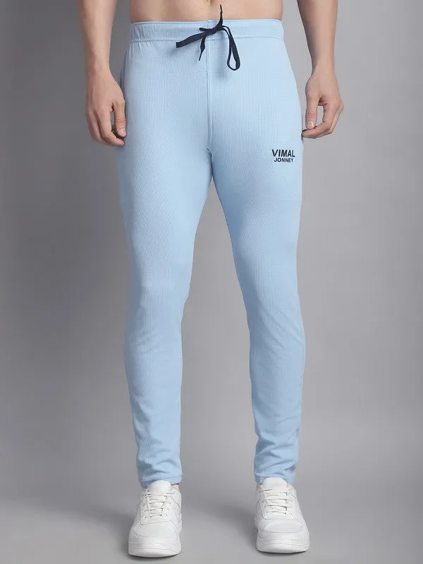 Vimal Jonney Solid Light Blue Regular Fit Polyster Lycra Trackpant For Men