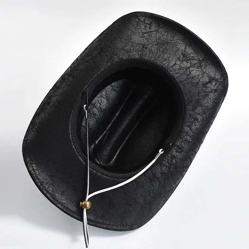 Vintage Faux Leather Western Cowboy Hats for Men