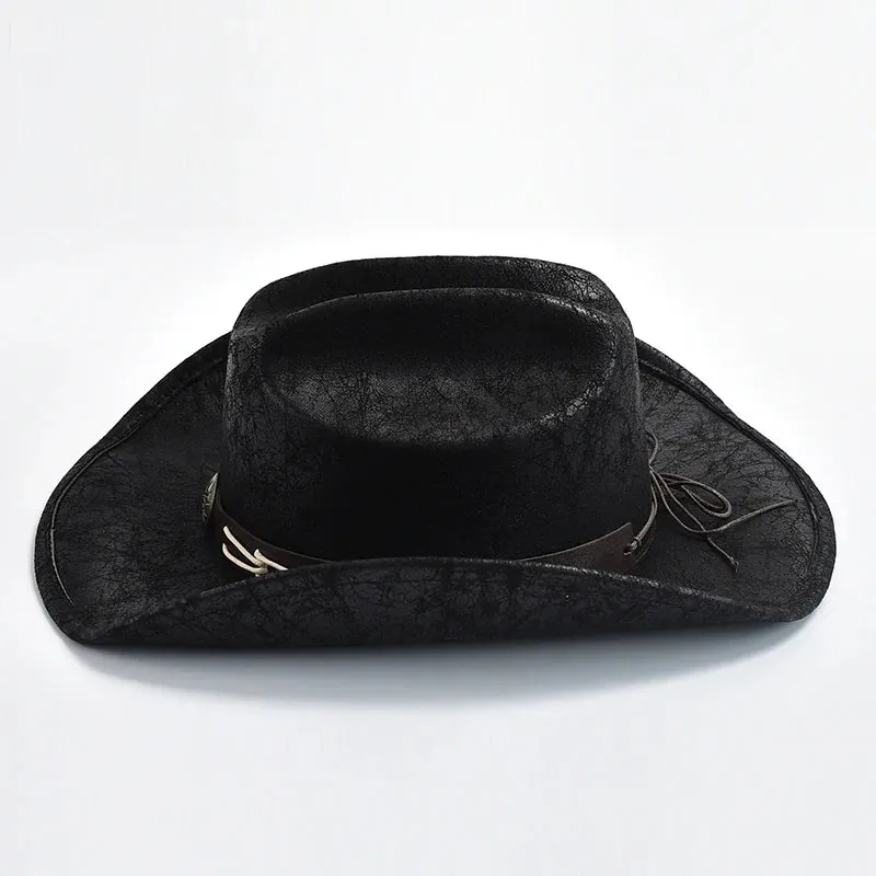 Vintage Faux Leather Western Cowboy Hats for Men